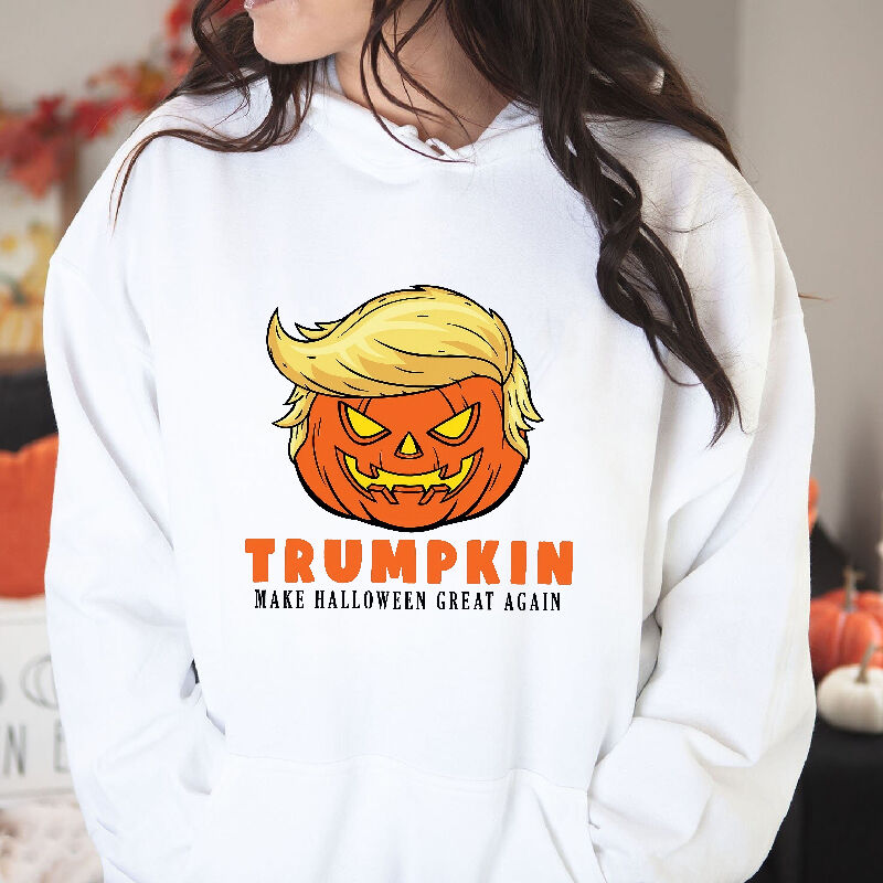 Personalized Name Hoodie Angry Pumpkin Pattern Funny Gift for Her