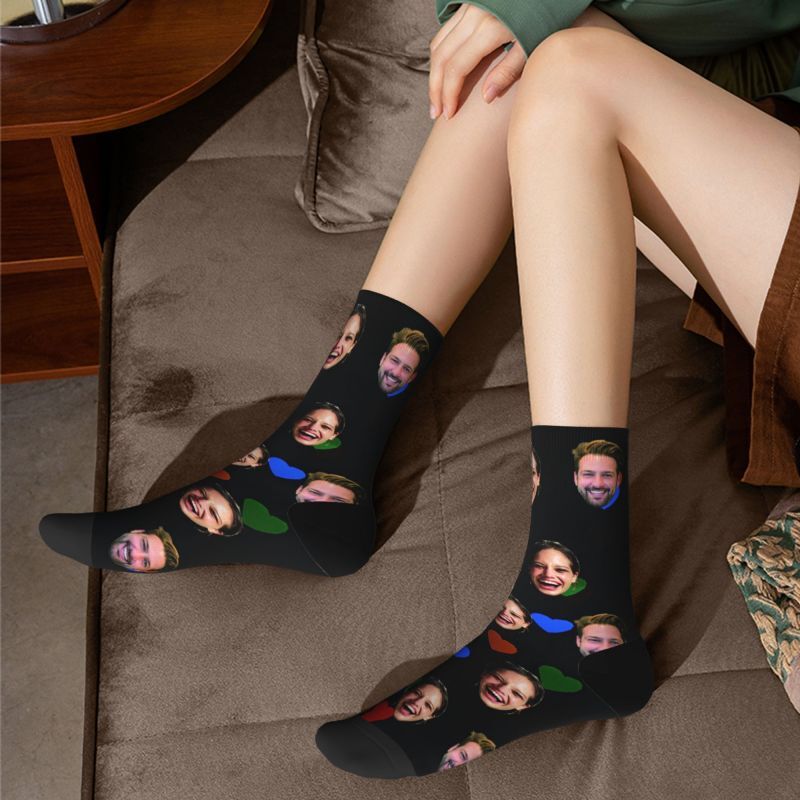 Customized Face Socks Colorful Love Heart Valentine's Day Gift