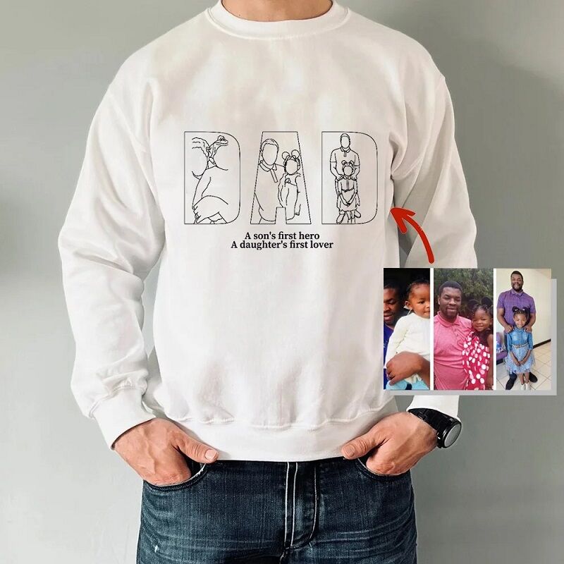 Personalisierte Sweatshirt bestickt benutzerdefinierte Fotos mit Papa Muster Design perfektes Geschenk für den Vatertag