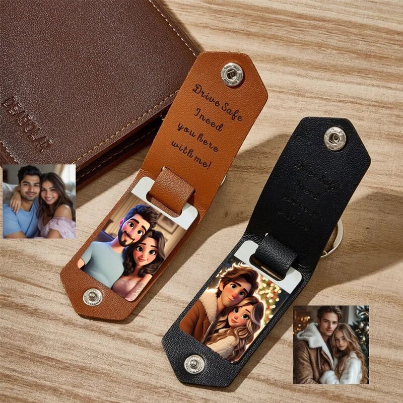 Gepersonaliseerde cartoon foto sleutelhanger zoete cadeau voor koppels