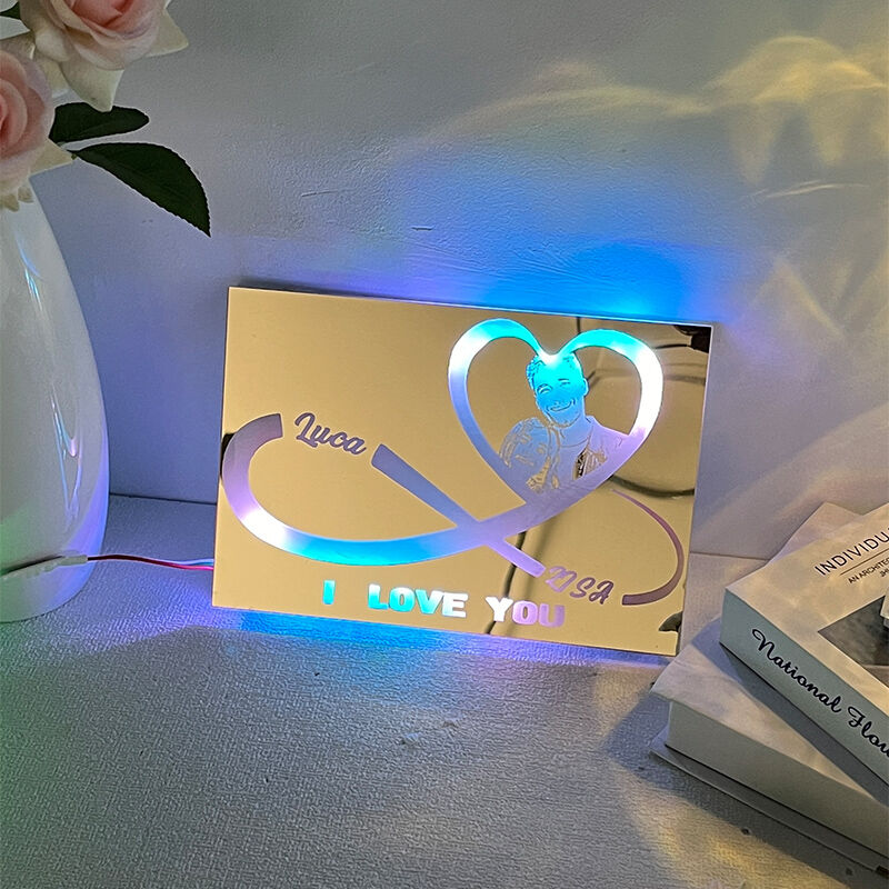 Personalized Mirror Lamp Customized Couple Photo Romantic Valentine's Day Gift