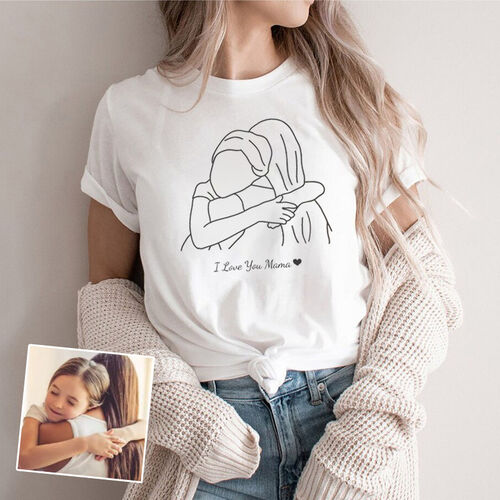 Personalisiertes T-Shirt mit individuellem Bild und Botschaften für den Muttertag zum Geschenk