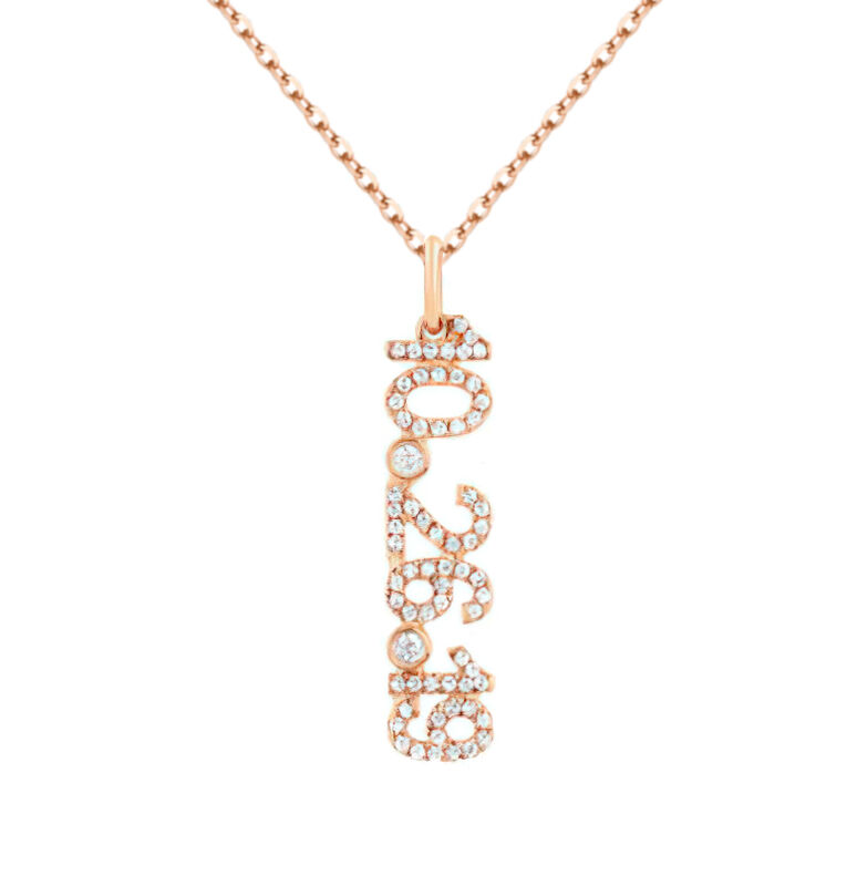 Personalized Diamond Pave Date Necklace