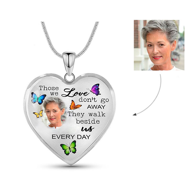 "Those We Love Don't Go Away" Custom Photo Memorial Necklace