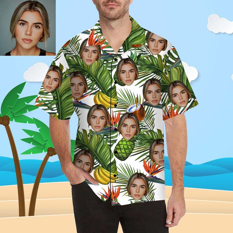 Chemise hawaïenne pour hommes avec impression sur tout le corps fruits et feuilles