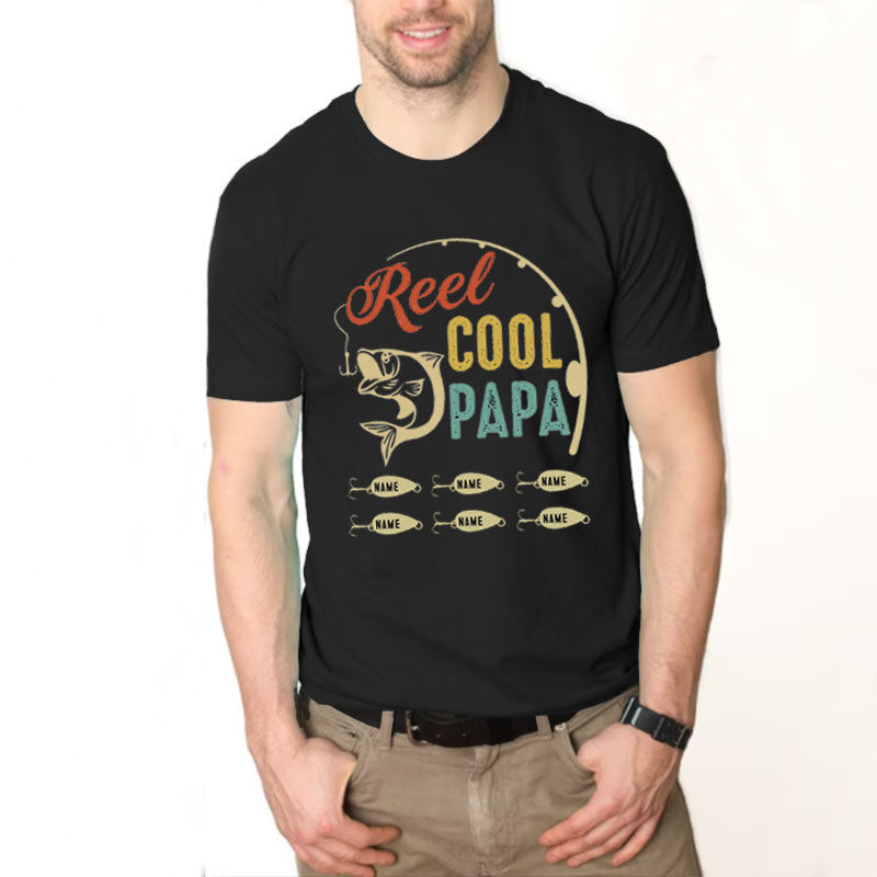 T-shirt personnalisé avec nom et motif de pêche Cadeau pour papa