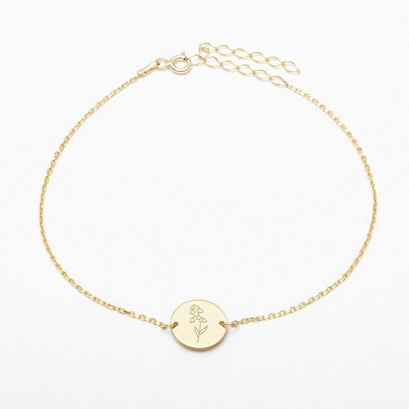 Personalized Birthflower Anklet Circle Shaped Simple Gift for Her