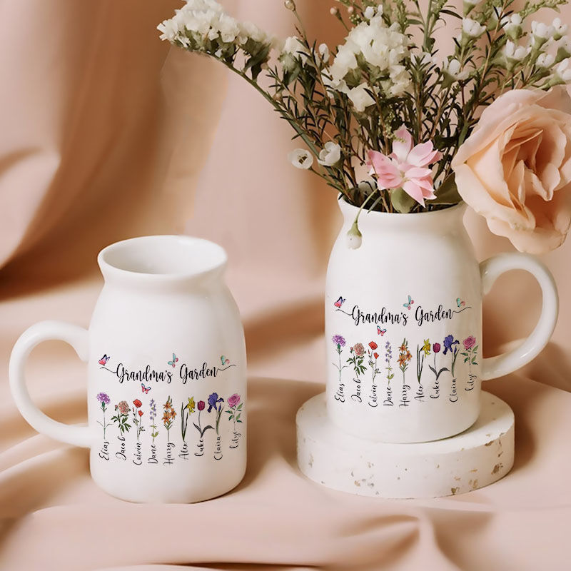 Personalisierte Blumenvase mit Namen Wunderschönes Geschenk für Mama