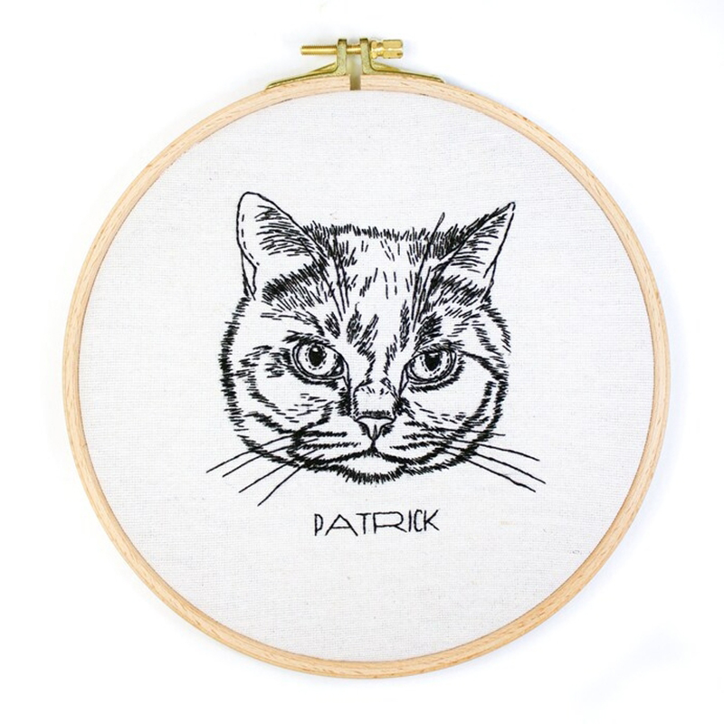 Cerceau de broderie personnalisé Dessin au trait d'animal de compagnie Décoration amusante Cadeau de Noël