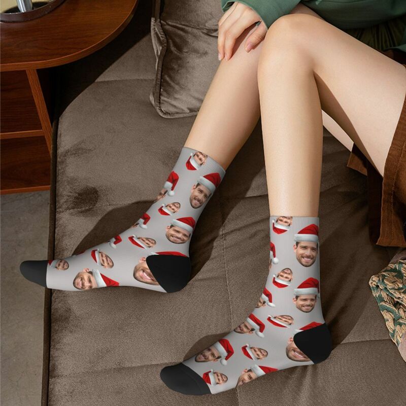 Chaussettes personnalisées avec photo du visage pour un cadeau de Noël amusant pour vos amis