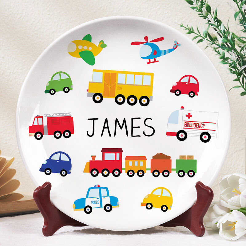 Personalized Name Plate with Different Cars Pattern Cute Gift for Kids