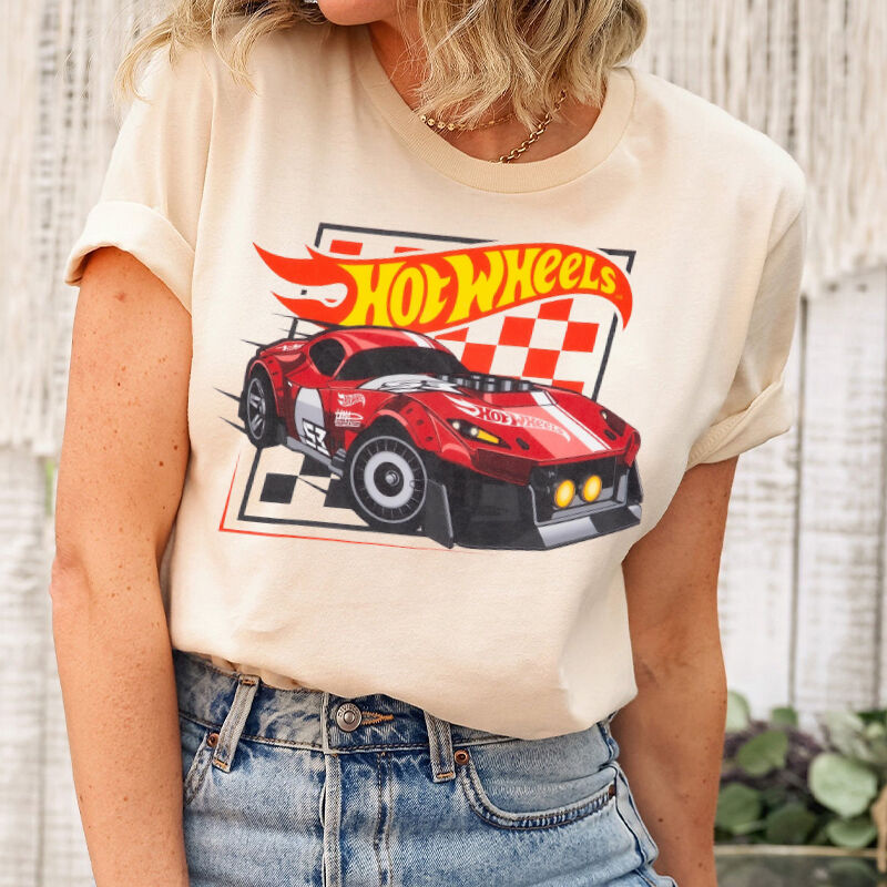 Personalized T-shirt Hot Wheels Red Cool Racing Car Pattern Design Perfect Gift for Car Lovers