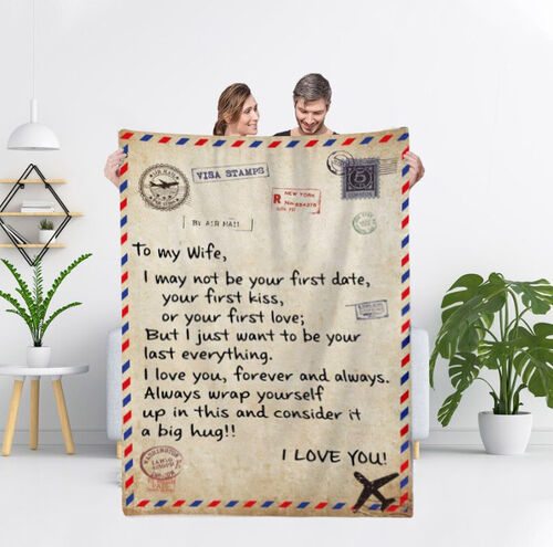 Personalized Love Letter Blanket to Wife from Husband Warm Gift