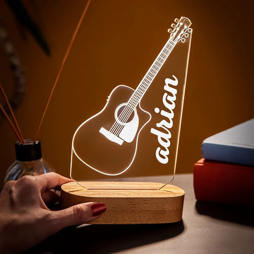 Lampe LED personnalisée pour modélisation de guitare avec nom personnalisé