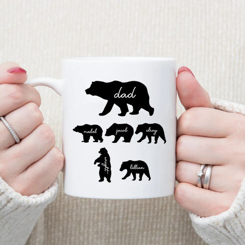 Personalized Mug Daddy Bear and His Babies with Custom Name for Super Dad