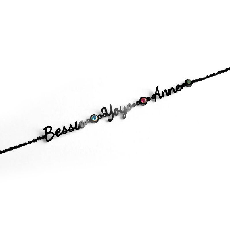 "Accompany You" Personalized Name and Birthstone Bracelet