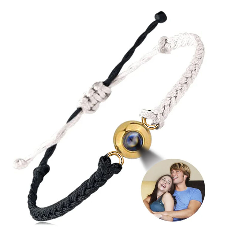 Personalized Black and White Color Block Picture Projection Bracelet for Women and Men Gift