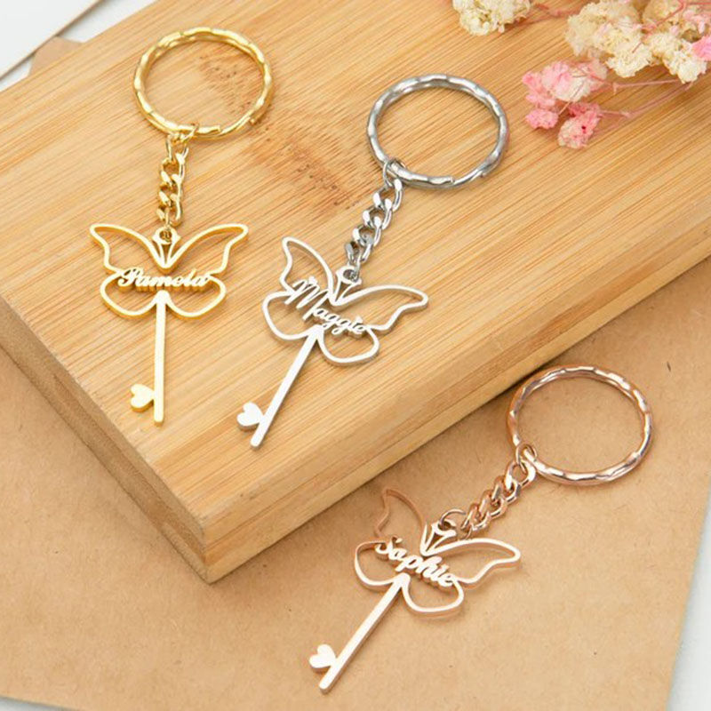 Personalized Name Exquisite Butterfly Keychain for  Girlfriend