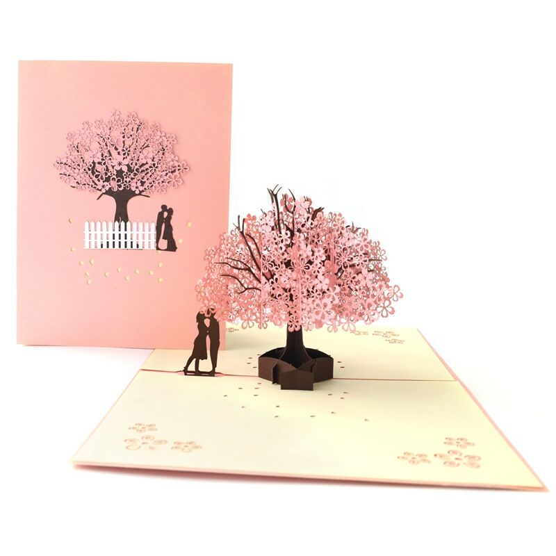 3D Romantic Cherry Blossom Pop Up Card for Couple