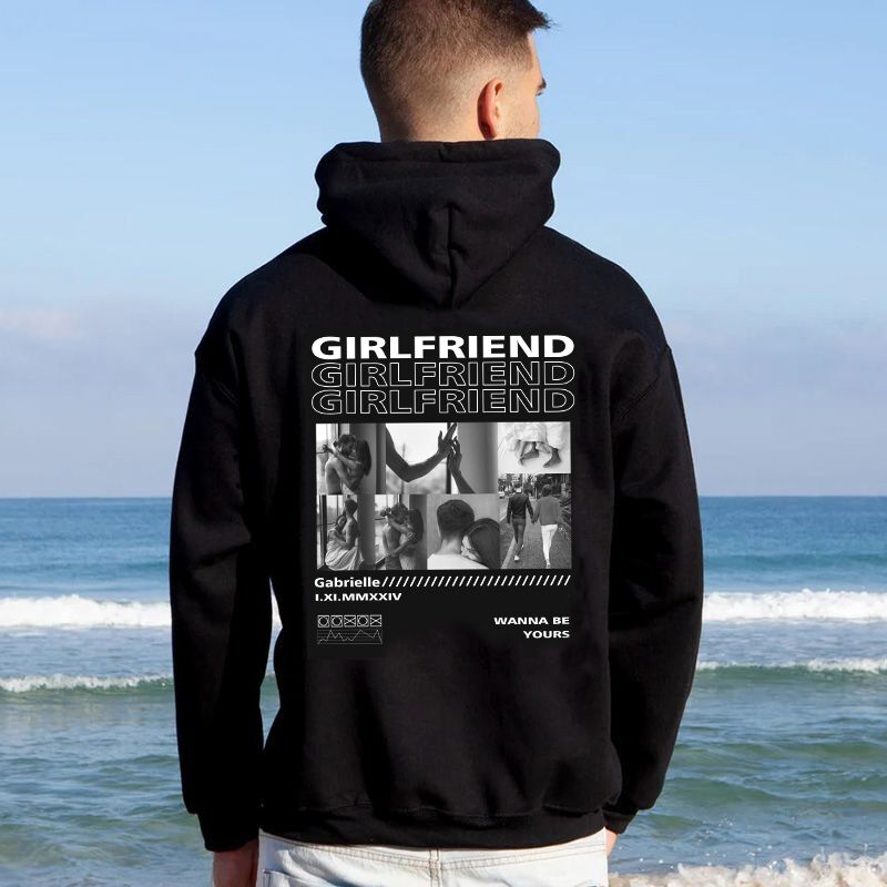 Gepersonaliseerde hoodie aangepaste foto's en boodschap film poster stijl ontwerp cadeau voor liefhebbers