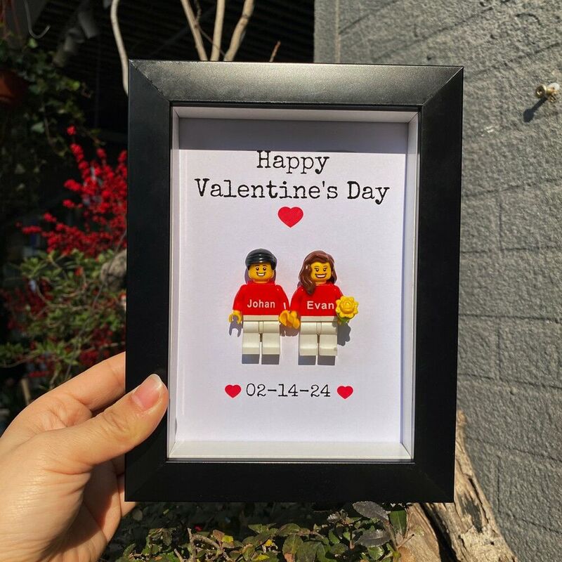 Cadre photo Minifigure Couple Personnalisé Avec Accessoires Optionnels Cadeau Romantique