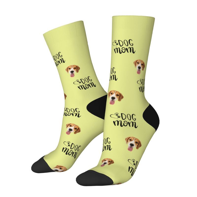 Dog Mom Gepersonaliseerde sokken met gezicht cadeau voor dierenliefhebbers