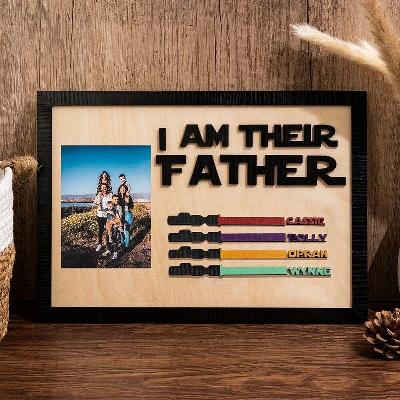 Personalized Lightsaber Frame Custom Photo Father's Day Gift