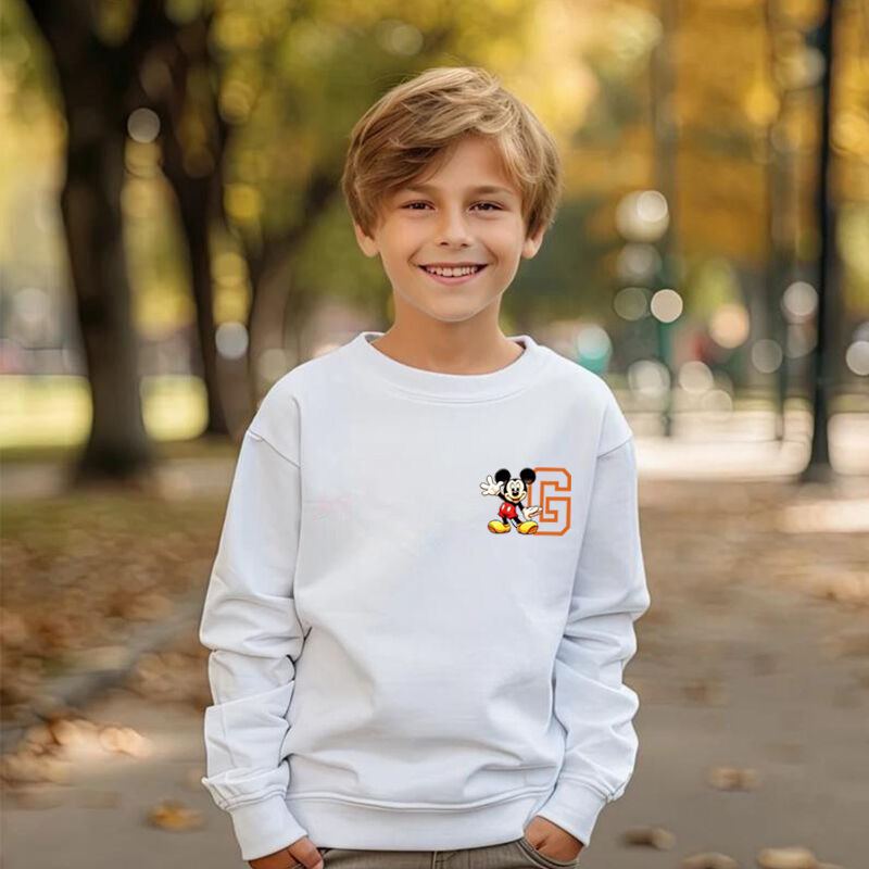 Sweat personnalisé pour enfants Initiales personnalisées avec personnages d'anime Cadeau simple pour enfants