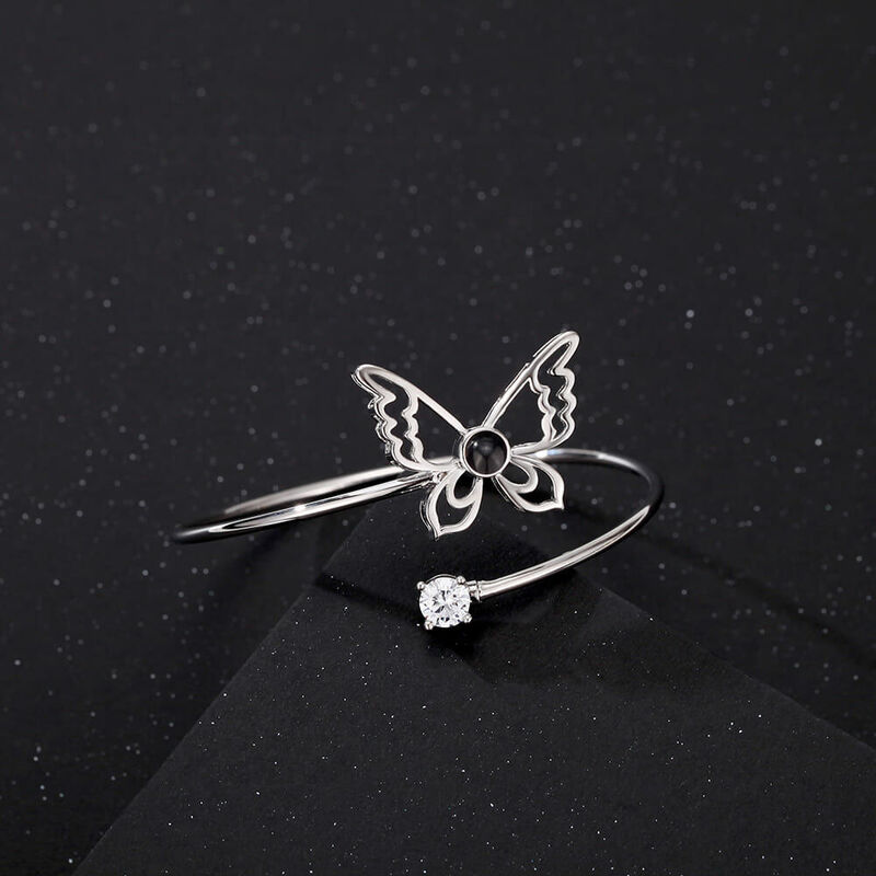 Gepersonaliseerde Projectie Armband Met Vlinder Hanger Prachtig Cadeau Voor Vrouw