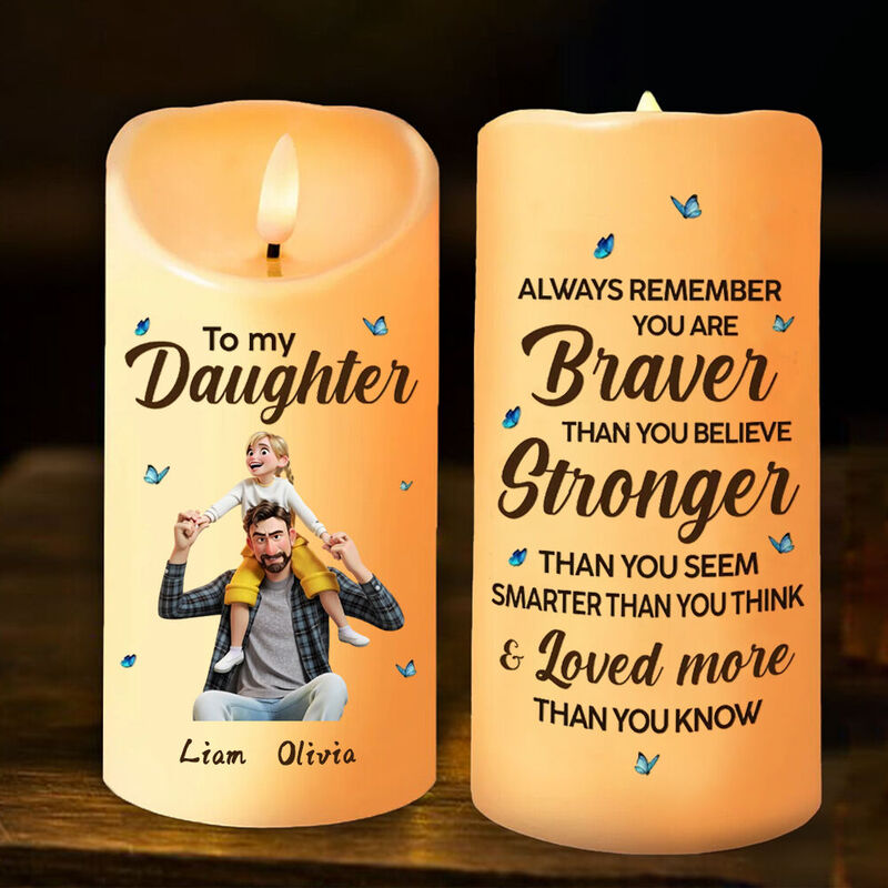 Candela LED personalizzata con foto cartone animato Regalo di compleanno per la figlia
