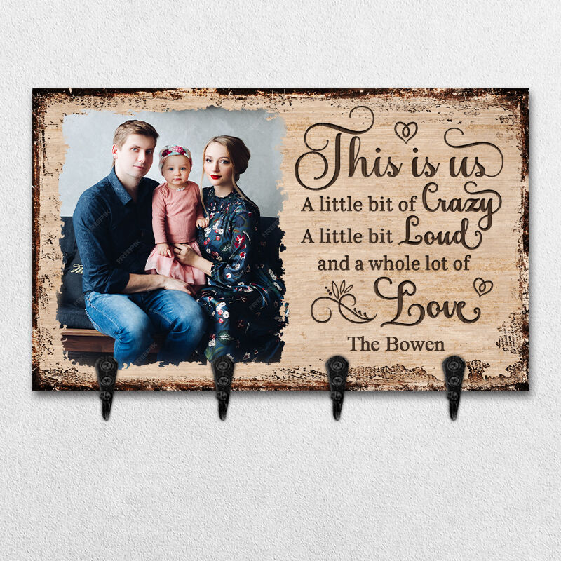 Personlig nyckelhängare Detta är oss Sweet Home Anpassad fotodesign Perfekt present till familjen