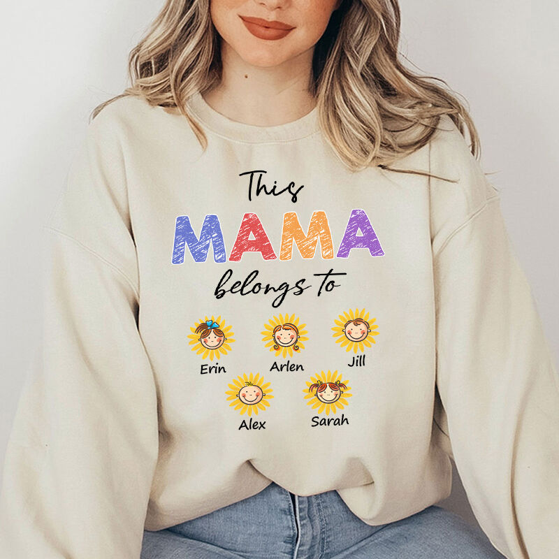 Personalized Sweatshirt This Mom Belongs To Kids Custom Sunflower Design Perfect Mother's Day Gift