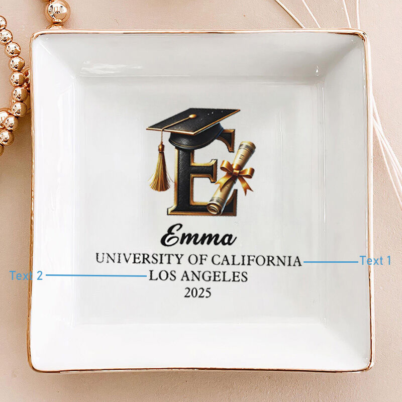Gepersonaliseerde naam sieraden Ring Dish prachtig afstuderen cadeau