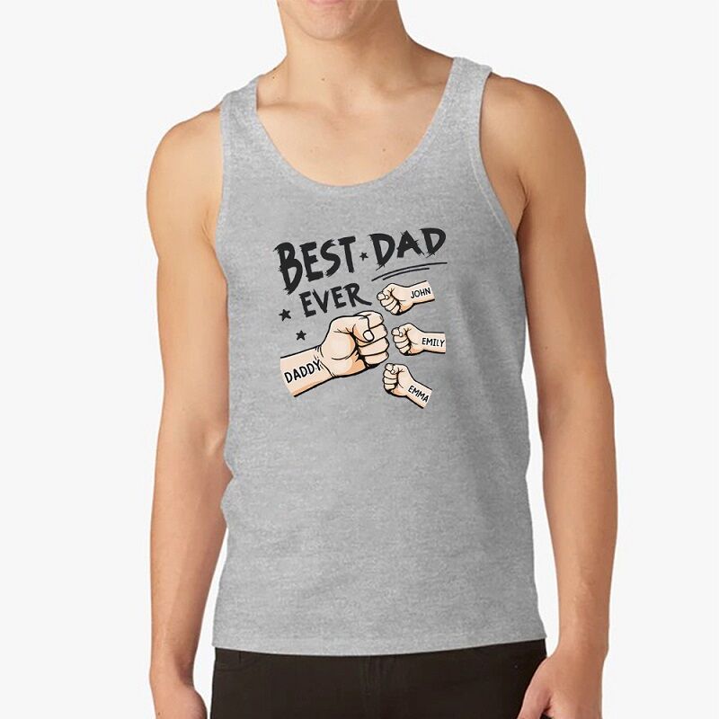 Personalized Tank Top Best Dad Ever Fist Bump Design Attractive Gift for Father's Day