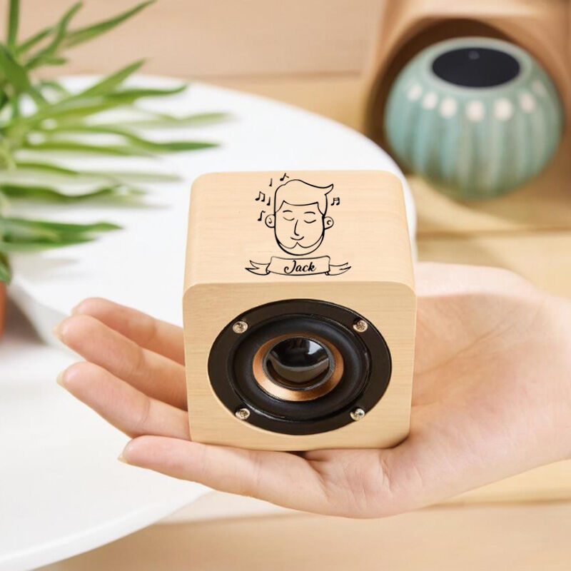 Personalized Wooden Bluetooth Speaker Custom Made with Name Cute Gift for Boyfriend