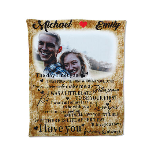 Custom Photo Couple Blanket with Engraving