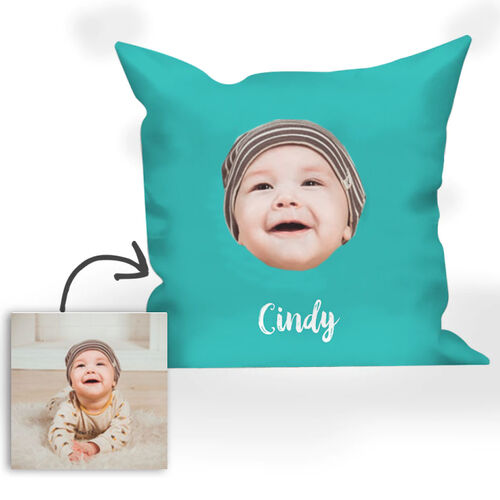 Cuscino fotografico personalizzato con viso del bambino