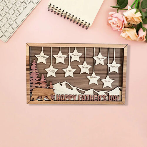 Personalized Star-shaped Name Wooden Frame Father's Day Gift