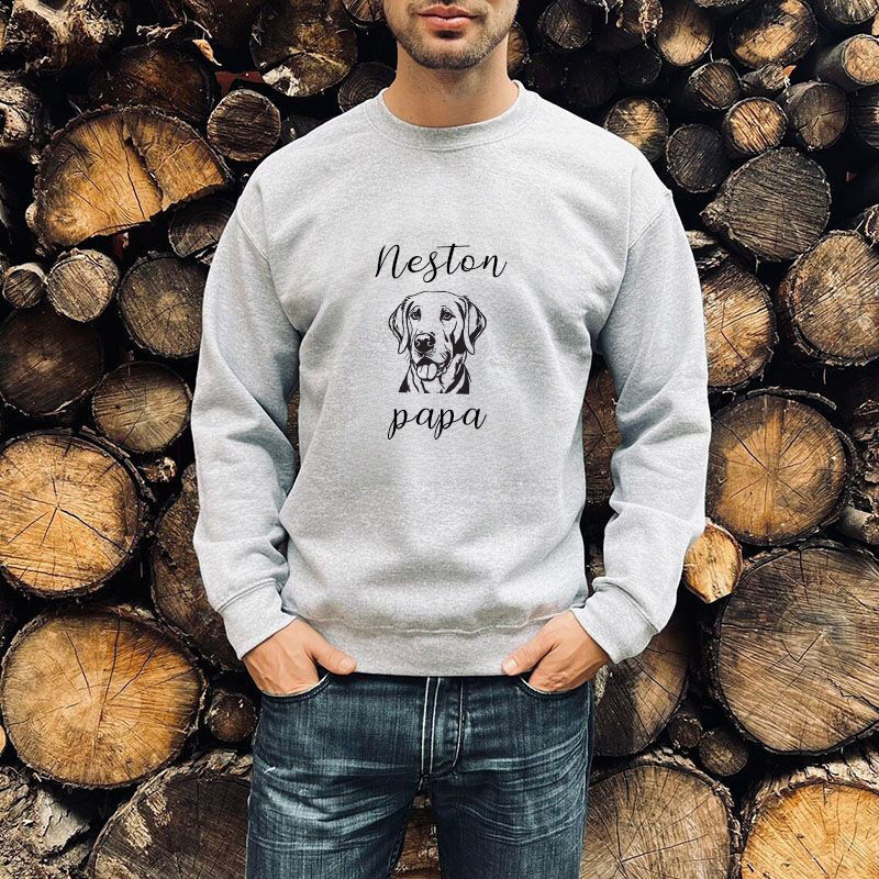 Sweatshirt personnalisé avec portrait d'animal de compagnie et nom Cadeau idéal pour un père aimant son animal de compagnie