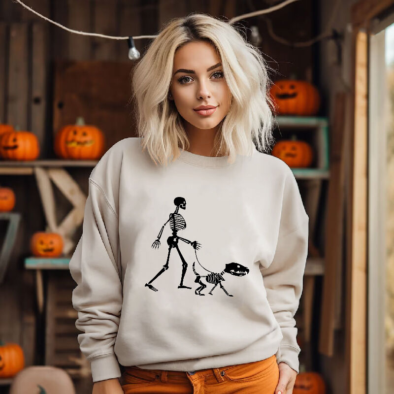 Creative Design Sweatshirt with Ghost Pattern Holding Pet Best Present for Pet Lover