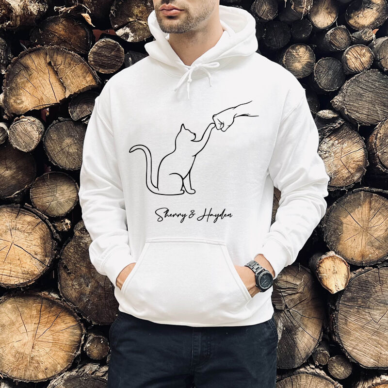 Gepersonaliseerde hoodie Vuistslag met je kat Individueel naamontwerp Schattig cadeau voor dierenliefhebbers