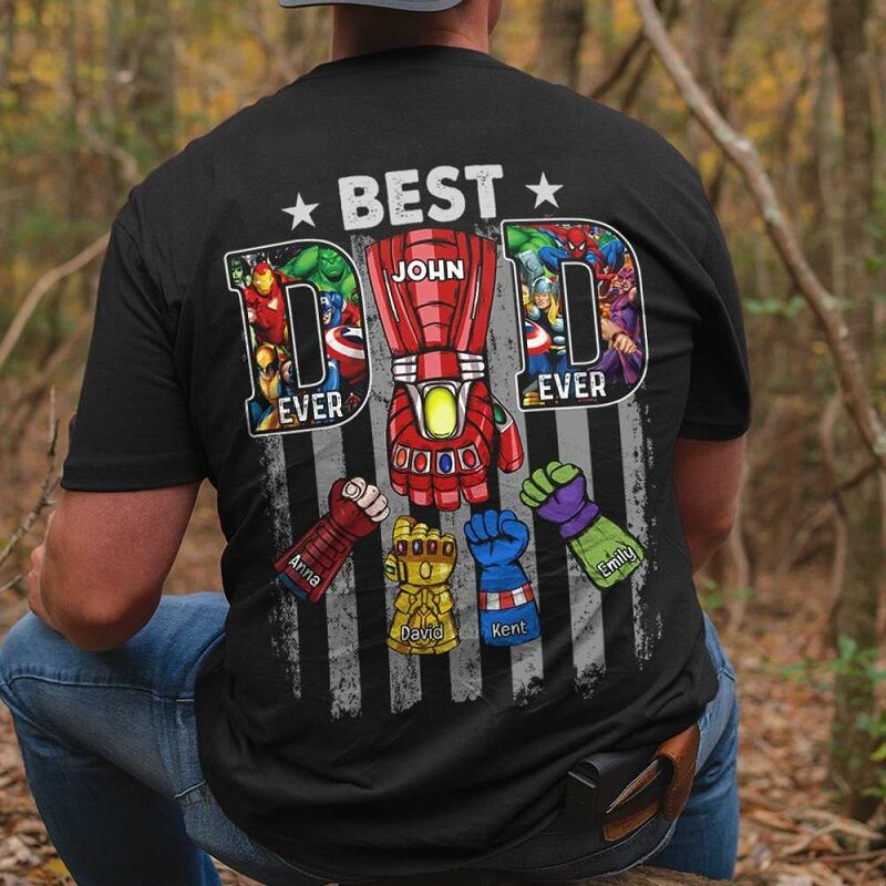 T-shirt personalizzata Best Dad con pugno da supereroe opzionale Regalo interessante per la festa del papà