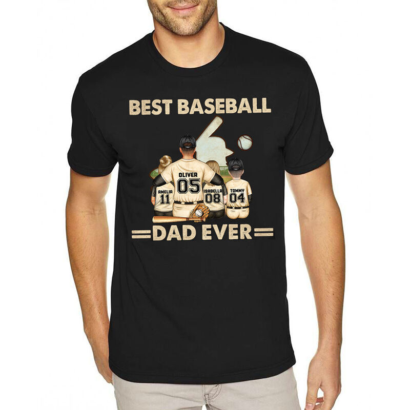 T-shirt personalizzata Miglior papà del baseball di sempre con personaggio personalizzato Regalo unico