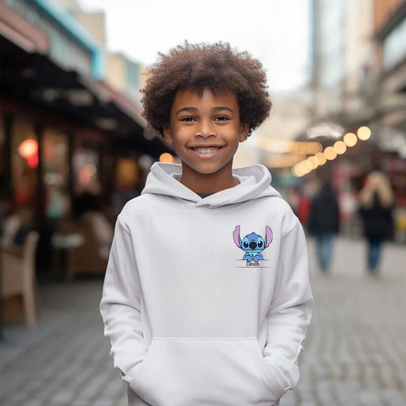 Sudadera con capucha personalizada para niños con nombre personalizado y bonito patrón de anime, regalos para niños