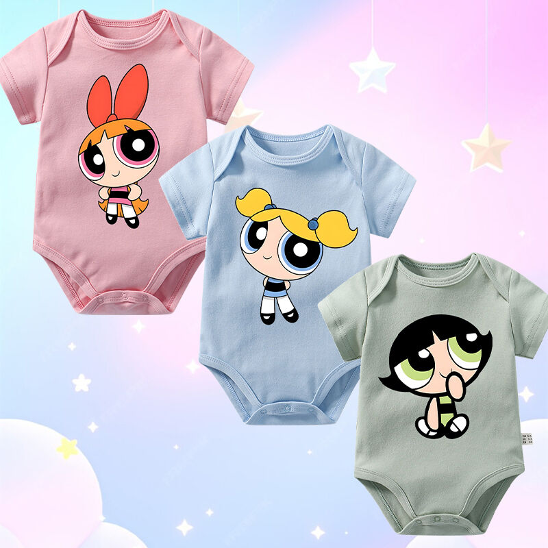 Gepersonaliseerde Baby Onesie The Powerpuff Girls Schattig Patroon Ontwerp Aantrekkelijk Baby Shower Nieuw Moeder Cadeau