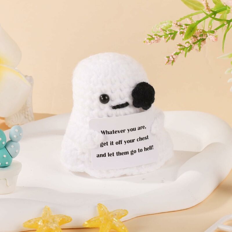 Handmade Crochet Ghost Positive Doll Funny Gift for Family