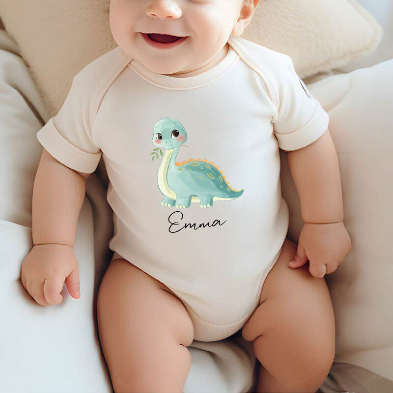 Personalized Baby Onesie Optional Cartoon Dinosaurs Pattern Attractive Baby Shower Gift for Family