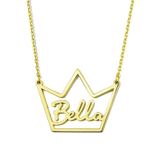 "You Are The Queen" Personalized Crown Name Necklace