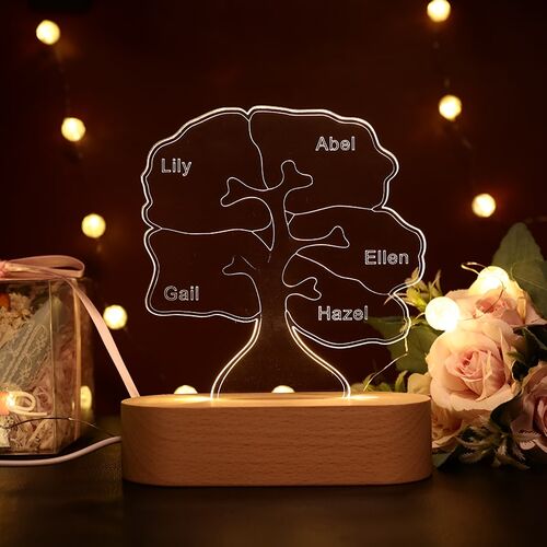 Personalisierte Puzzle-Baum Acryl Lampe Drei Namen
