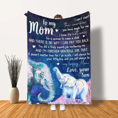 Coperta d'amore Invernale Stampa Lettera con Elefante Regalo per Mamma